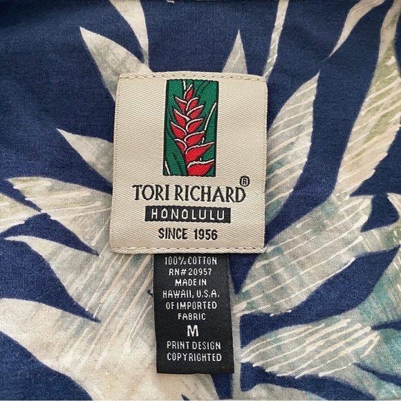 TORI RICHARD Aloha Hawaiian Floral Tropical Monstera Shirt Men M Medium - Picture 4 of 5